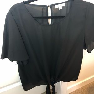 Short Sleeve sheer with tie shirt